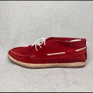 n.d.c. Red suede espadrille chukka boots, size 7.5